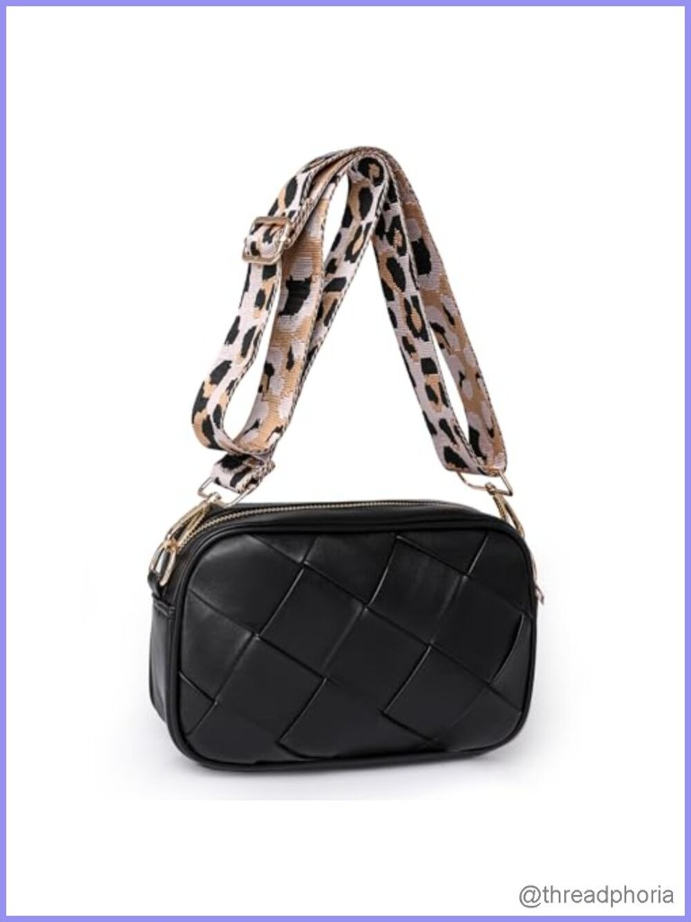 Woven Vegan Leather Crossbody Bag for Women | Adjustable Strap